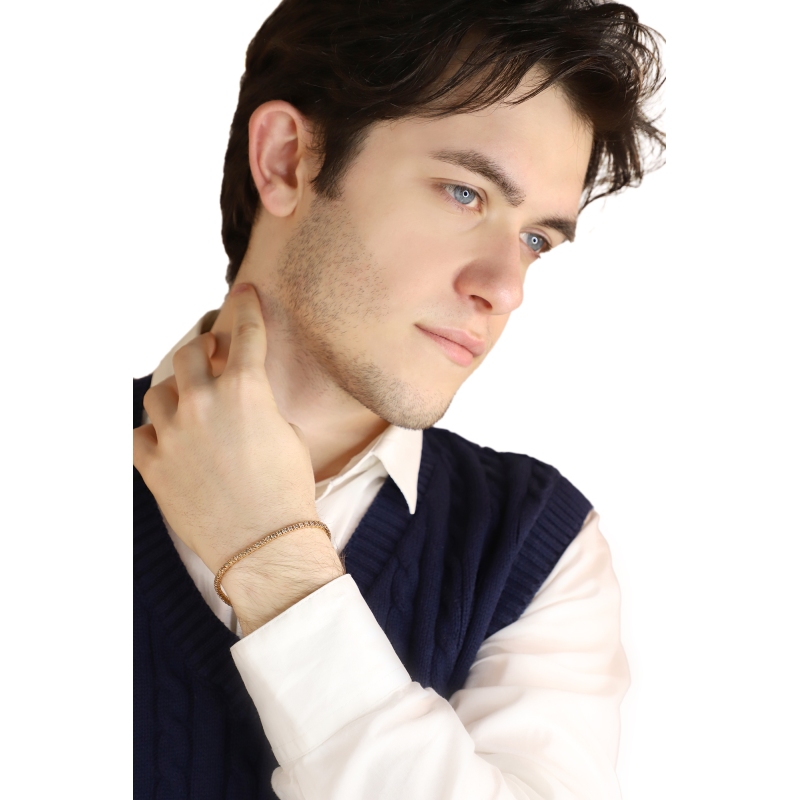 Bracelet tennis en or rose 18k avec diamants bruns