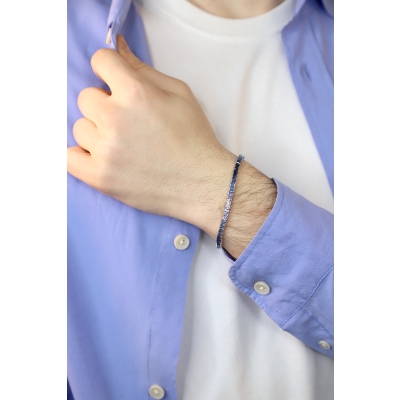 Bracelet Rivière en or blanc 18 ct avec saphirs bleus dégradés 