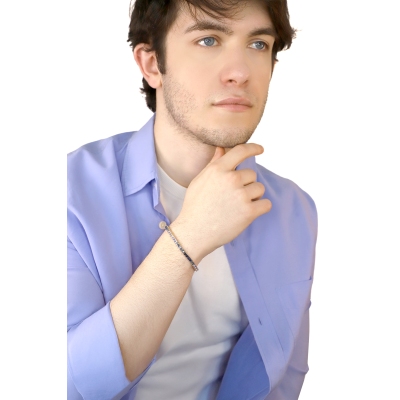 Bracelet tennis en fil d'or rose 18k avec saphirs multicolores bleus 