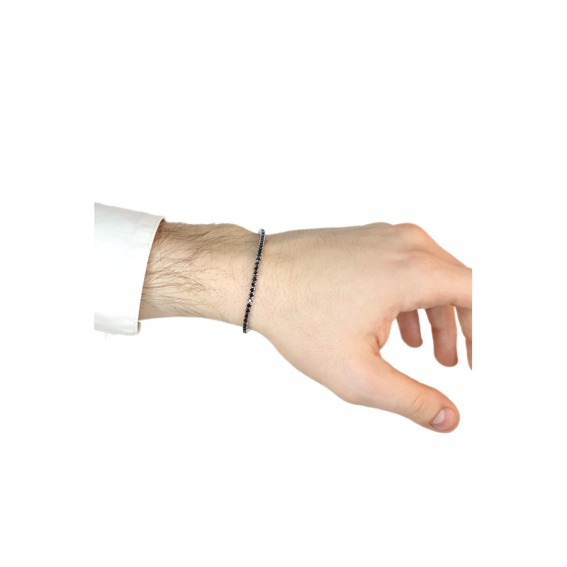 Bracelet avec Diamants Noirs Tennis en Or Blanc 18k 