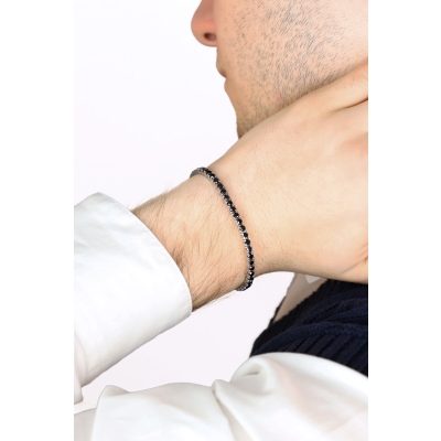 Bracelet riviere en or blanc 18k serti de diamants noirs 7,23 ct 