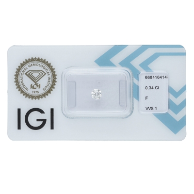 Diamant Certifié IGI  0.34CT F VVS1