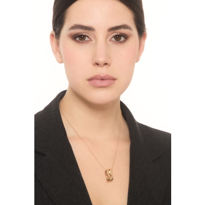 Collier en or jaune 18K avec pendentif vagues 