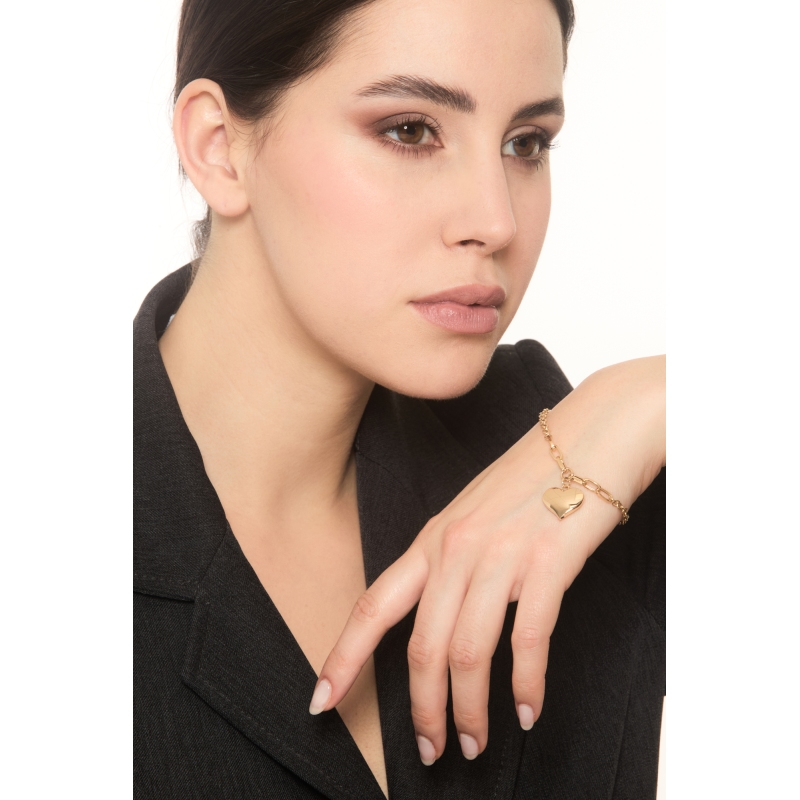 Bracelet en or jaune 18K cœur