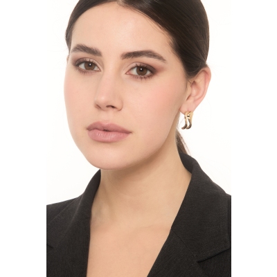 Boucles d'oreilles vagues en or jaune 18K