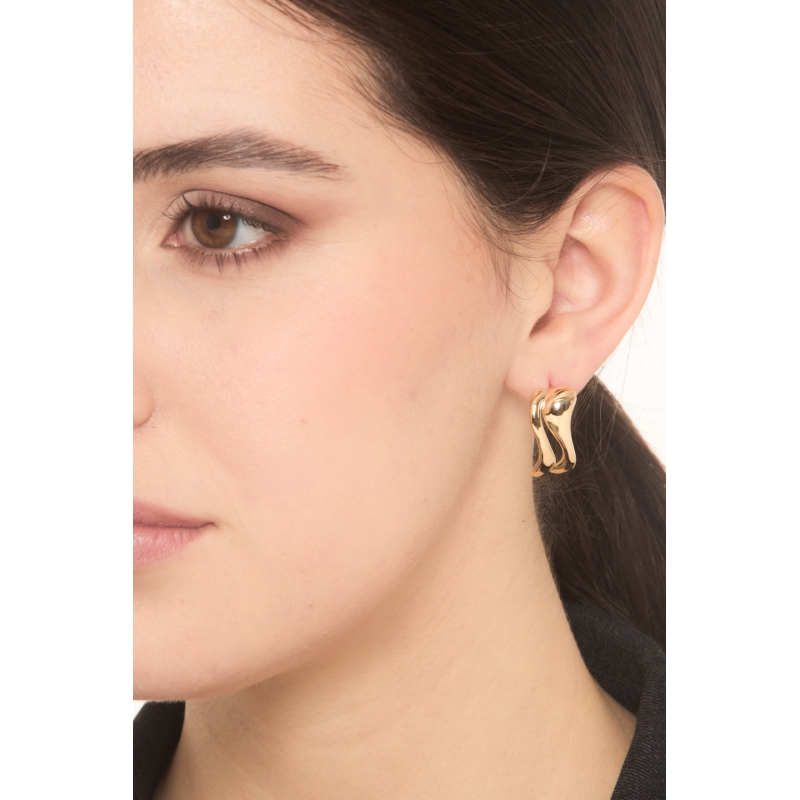 Boucles d'oreilles vagues en or jaune 18K