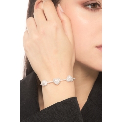 Bracelet en or blanc et diamants avec trois cœurs 2