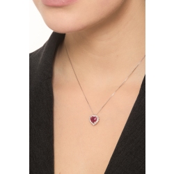Collier en or blanc 18K avec pendentif cœur serti d’un rubis 2