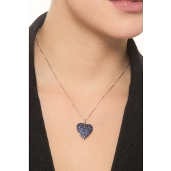 Collier saphirs bleus en or blanc 750 cœur 2