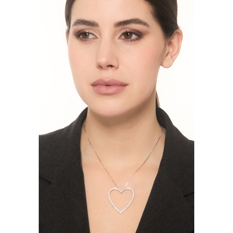 Collier cœur large en or blanc 18K Collier cœur large en or blanc 18K
