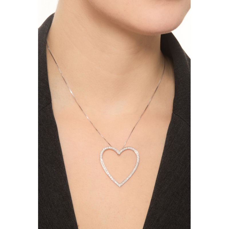 Collier cœur large en or blanc 18K Collier cœur large en or blanc 18K