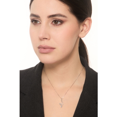 Collier en or18k avec pendentif fantaisie aquamarines et diamants 