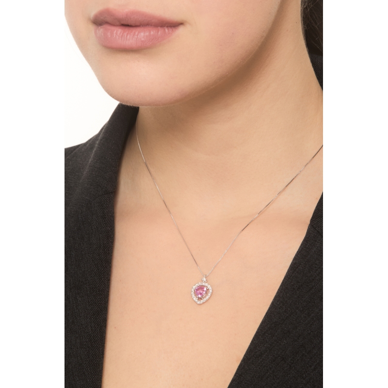 Collier en or blanc avec saphir rose Collier en or blanc avec saphir rose