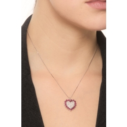 Collier or blanc 18K pendentif cœur serti diamants 2