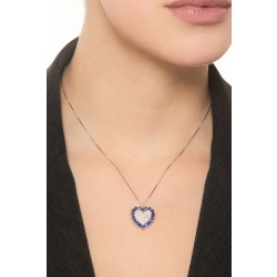 Collier en or blanc 18K pendentif cœur serti diamants  2