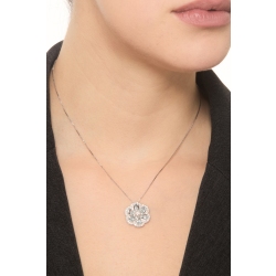 Collier or blanc 18k avec pendentif fleur aquamarines 2