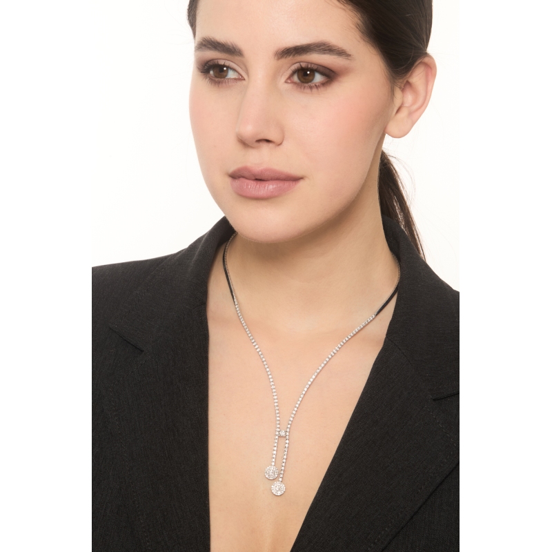 Collier en or blanc 18K tennis pyramide Collier en or blanc 18K tennis pyramide