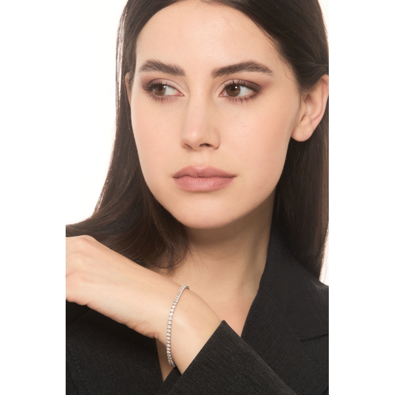 Bracelet diamants style tennis en or blanc 18k  Bracelet diamants style tennis en or blanc 18k