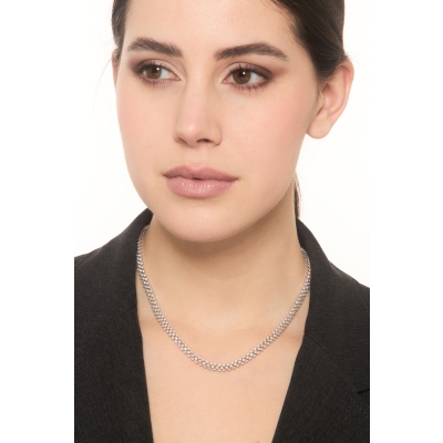 Collier design tissu avec diamants en or blanc 18k 