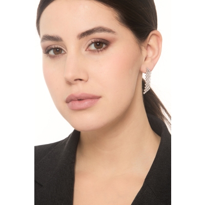 Boucles d'oreilles à maillons souples en or blanc 18k et diamants 