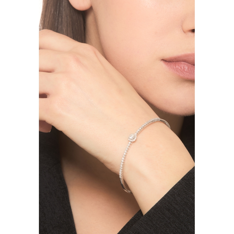 Bracelet semi-rigide en or blanc 18K avec diamants 