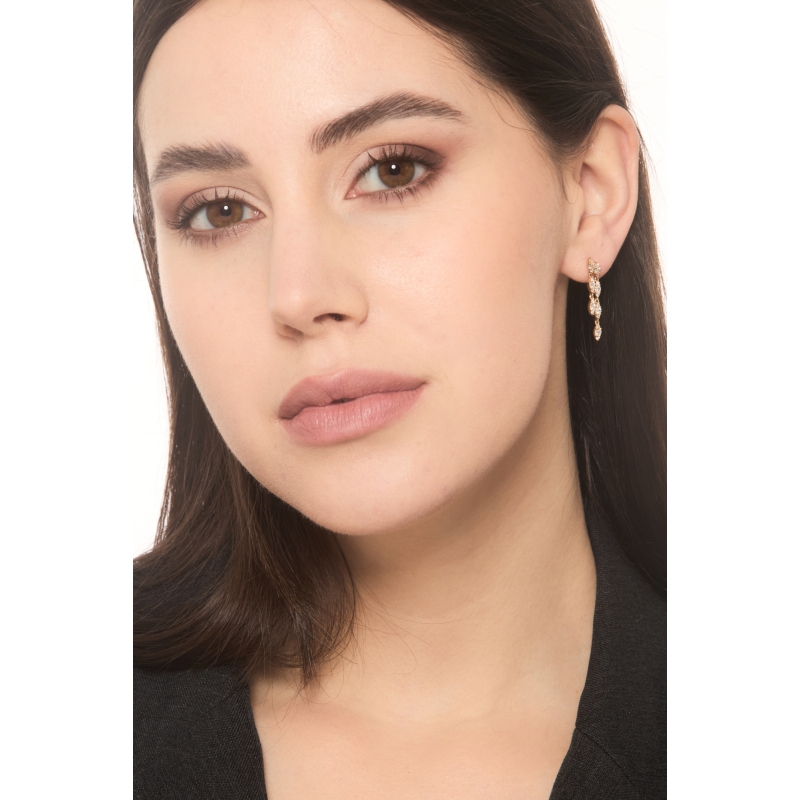 Boucles d'oreilles avec diamants or rose 18 carats