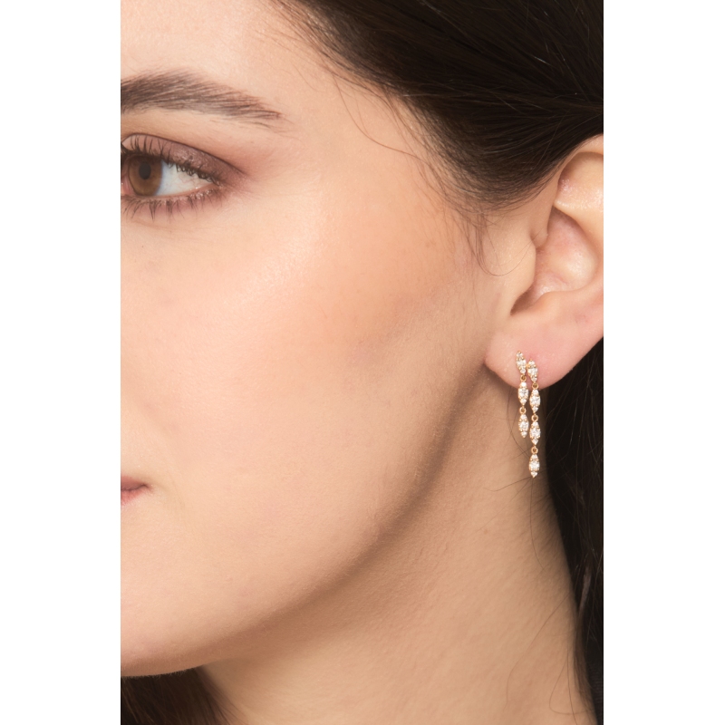 Boucles d'oreilles avec diamants or rose 18 carats