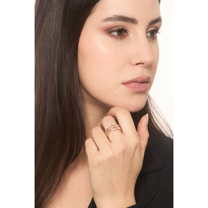 Bague bande or rose 18 ct avec diamants  Bague bande or rose 18 ct avec diamants