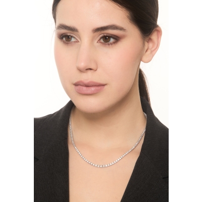 Collier tennis en or blanc 18k avec diamants 