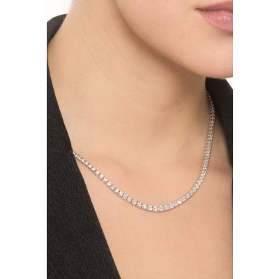 Collier tennis en or blanc 18k avec diamants 