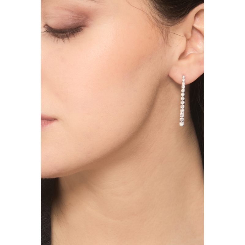 Boucles d’oreilles diamants tennis en or blanc 18k à design dégradé