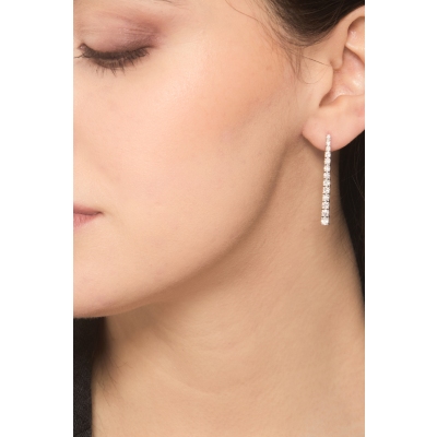 Boucles d’oreilles diamants tennis en or blanc 18k à design dégradé
