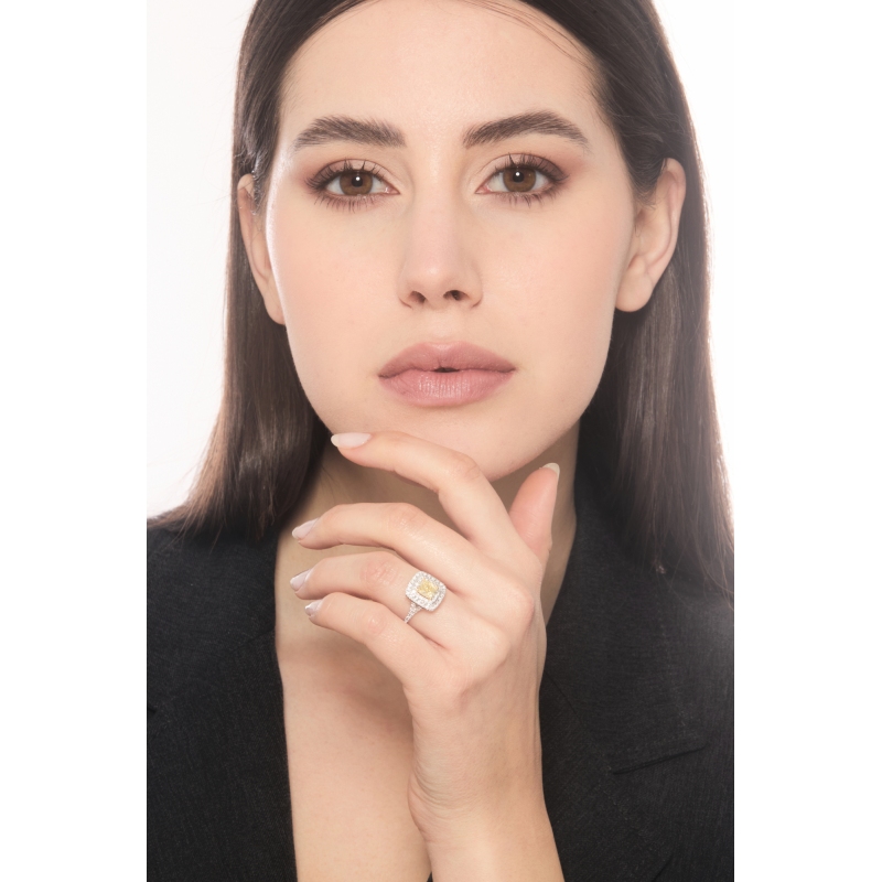 Solitaire or blanc 18k diamant jaune fancy GIA 1.16CT Solitaire or blanc 18k diamant jaune fancy GIA 1.16CT