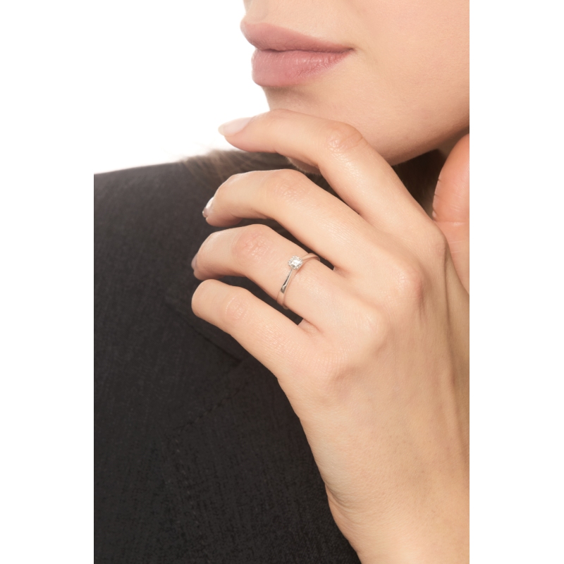 Bague solitaire femme en or blanc 18k diamant 0,25 ct Bague solitaire femme en or blanc 18k diamant 0,25 ct