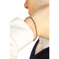 Bracelet Tennis griffe en Or Rose 18k avec Diamants Noirs 2