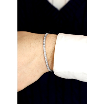 Bracelet tennis homme femme diamants or blanc 18k 