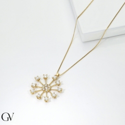 Collier en Or Jaune 18 Carats avec Pendentif Feu d’Artifice et Diamants Naturels 2