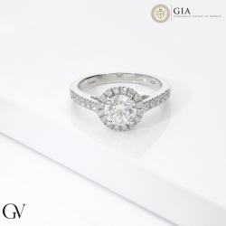 Bague avec diamant IGI en or blanc 18k CT.1.00