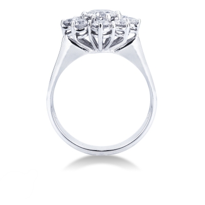 Bague halo classique en or blanc 18 carats et diamants