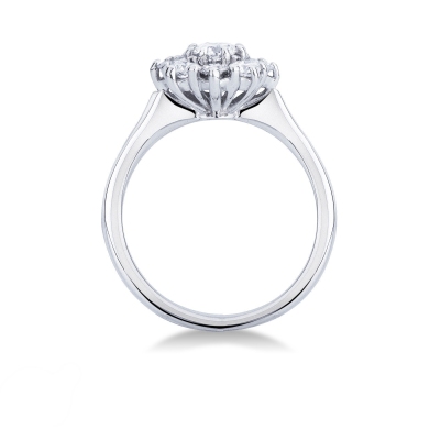 Bague entourage en diamants 0.55 ct oro blanco 18k