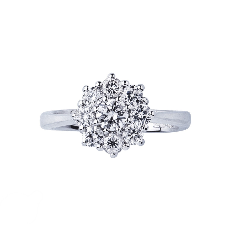 Bague entourage en diamants 0.55 ct oro blanco 18k Bague entourage en diamants 0.55 ct oro blanco 18k