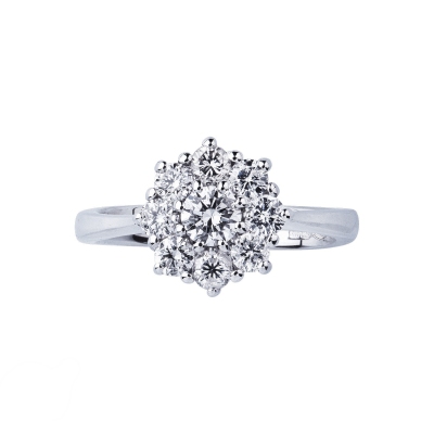 Bague entourage en diamants 0.55 ct oro blanco 18k