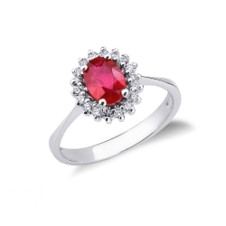 Bague or blanc 18k sertie d'un rubis taille ovale