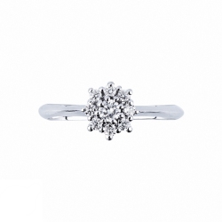 Bague en or blanc 18 carats avec diamants fleur 2