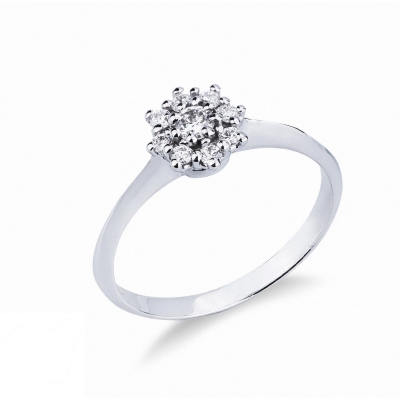 Bague en or blanc 18 carats avec diamants fleur