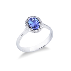 Bague en or blanc 18k avec tanzanite et diamants