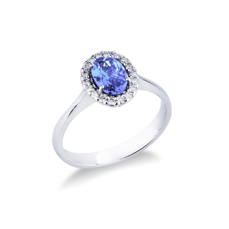 Bague en or blanc 18k avec tanzanite et diamants