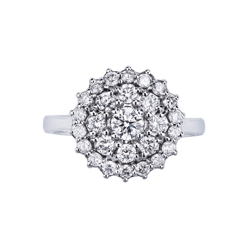 Bague en or blanc 18k avec diamants fleur
