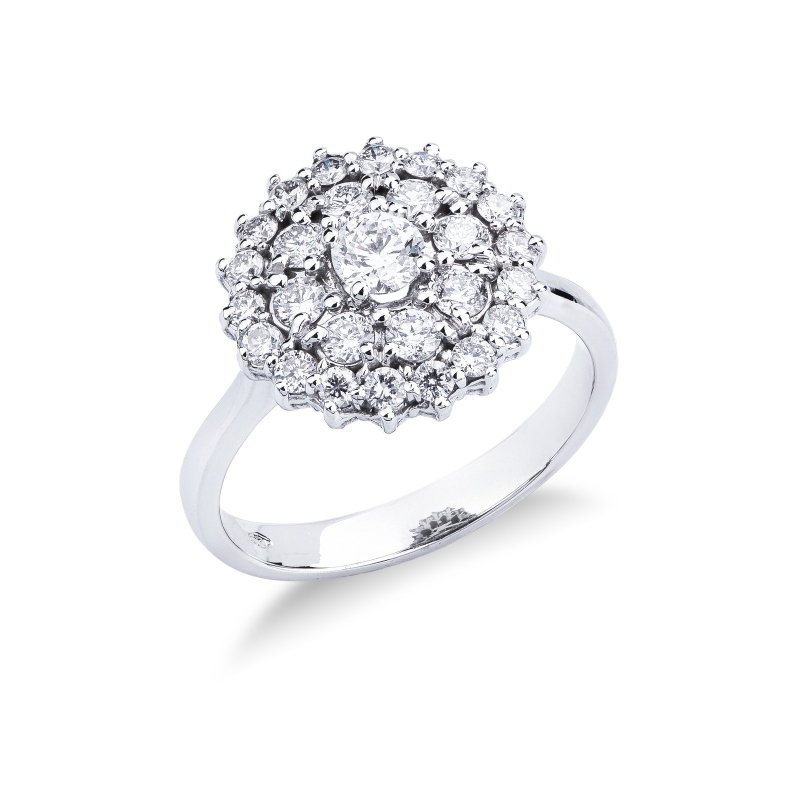 Bague en or blanc 18k avec diamants fleur