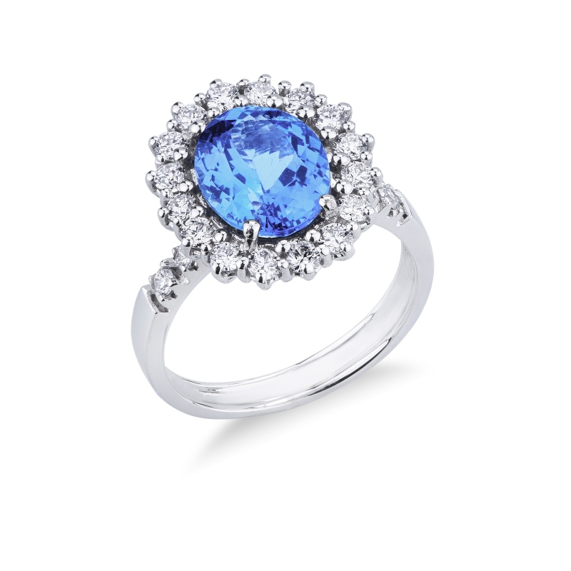 Bague Lady D en or blanc 18k avec tanzanite et diamants